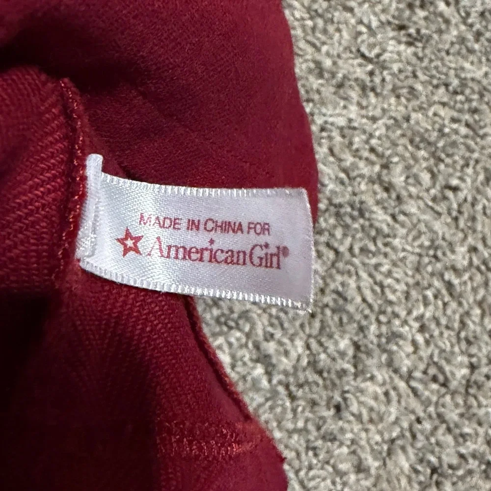 American Girl Rebecca Meet Dress Red Herringbone Black Velvet Doll Clothing